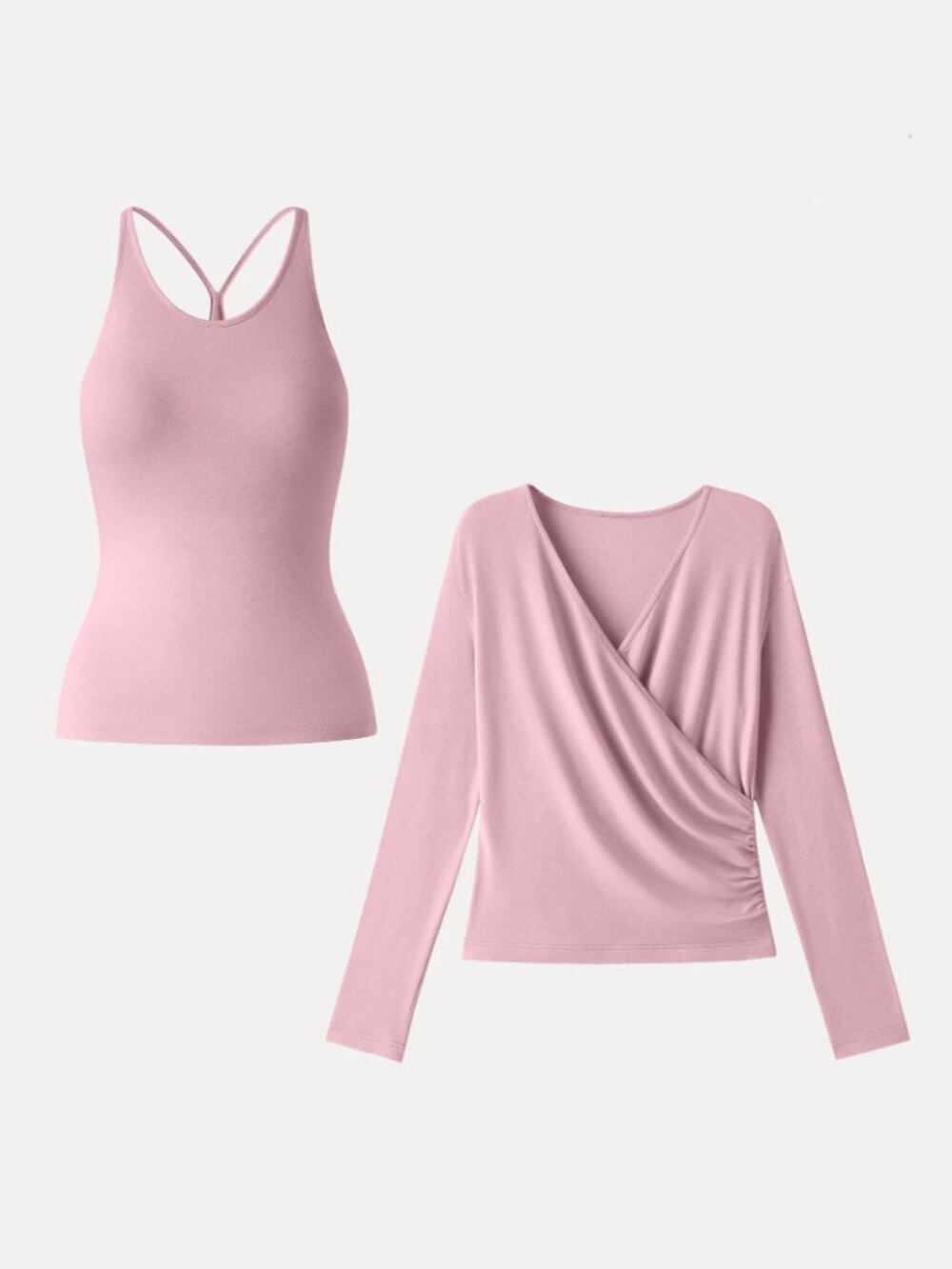 NWT OGL Two-Piece Set Cami with Surplice Ruched Top Pink Dream XS - Picture 4 of 13
